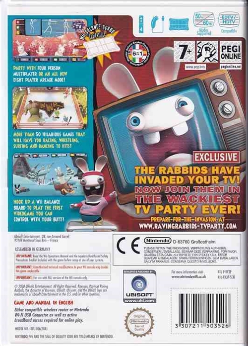 Rayman Raving Rabbits Tv Party- Nintendo Wii - (B Grade) (Genbrug)
